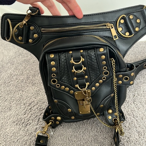 Steampunk Vegan Leather Pack Holster Bag Satchel - Picture 5 of 10